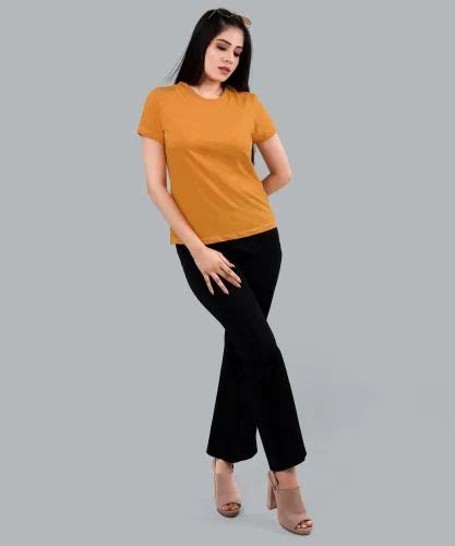 Half Sleeve Ladies Mustard Cotton Plain T Shirt Casual Wear At Rs 165