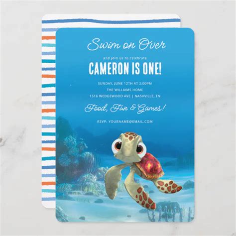 Finding Nemo Squirt First Birthday Invitation Zazzle