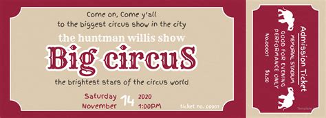 Free Circus Admission Ticket Template in Adobe Photoshop, Microsoft ...