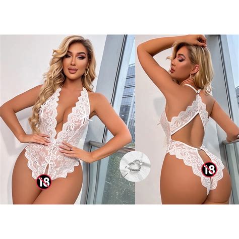 Body Lingerie Sexy Rendado Biju E Abertura Shopee Brasil