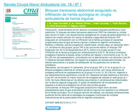 Asecma On Twitter Art Culo Destacado Bloqueo Transverso Abdominal