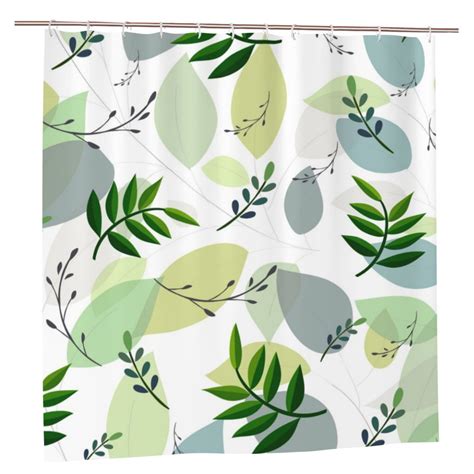 Yfyang Waterproof Bathroom Shower Curtain Green Leaf Texture Pattern