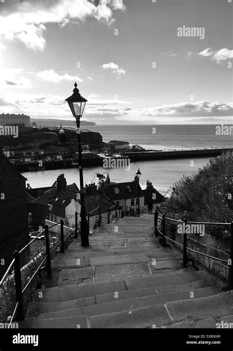 Whitby Bay 199 Abbey Steps Stock Photo Alamy