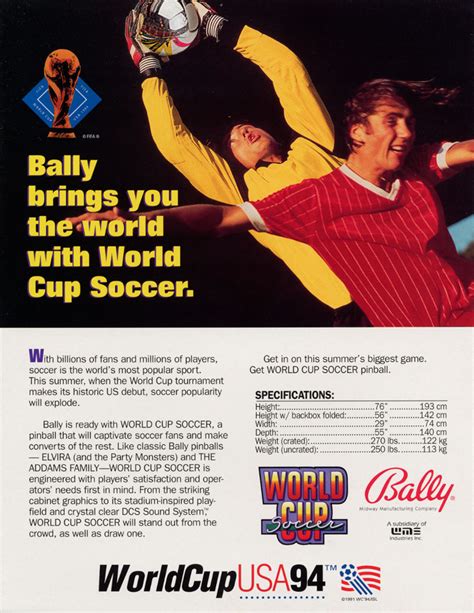 World Cup Soccer Bally Midway Wms Pinball Usa The Arcade