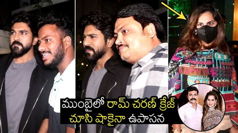 See Ram Charan Craze In Mumbai Ram Charan Dinner With His Wife