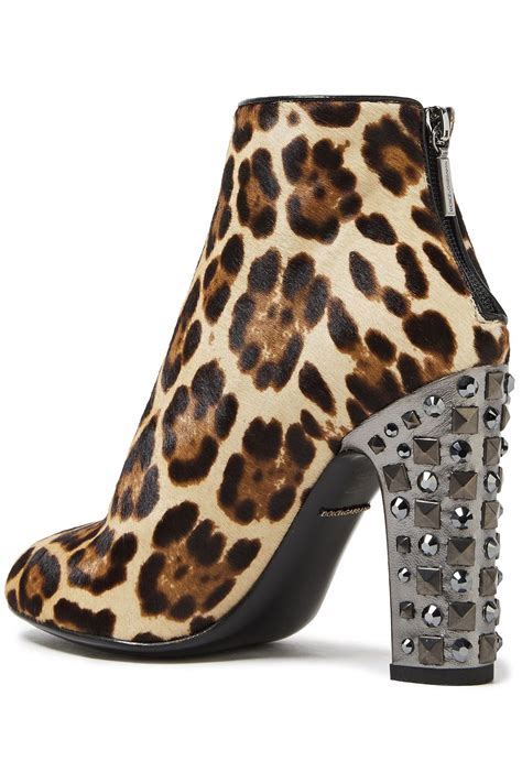 Dolceandgabbana Embellished Leopard Print Calf Hair Ankle Boots The Outnet