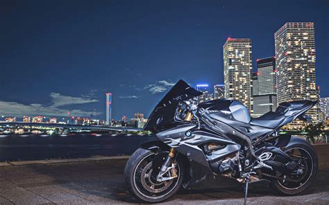4k, BMW S1000RR, night, 2018 bikes, street, superbikes, gray S1000RR ...