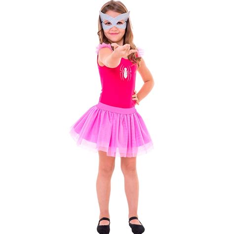 Fantasia Mulher Aranha Rosa - Fantasia Homem Aranha Infantil Feminina Rosa Heroína Spider