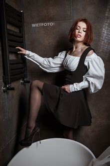 Hot Girl Takes A Bath Fully Clothed And Gets Wet In Dress And Pantyhose Wetfoto