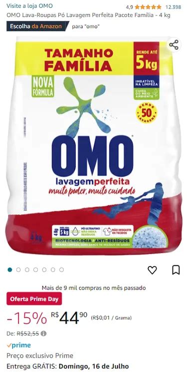 OMO Lava Roupas Pó Lavagem Perfeita Pacote Família 4 kg EXCLUSIVO