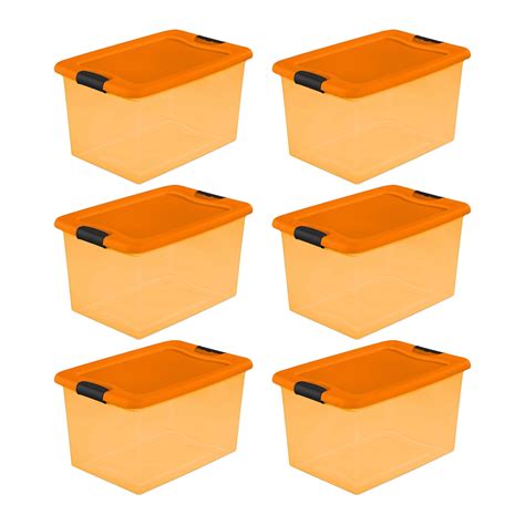 Sterilite Orange 64 Quart Latching Plastic Storage Box Container Tote