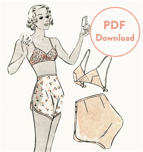 Vintage Sewing Pattern Vintage Lingerie Sewing Pattern 1930s 30s Soft Bra And Tap Shorts Bust 36