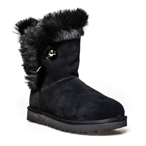 UGG Classic Fluff Pin Black Boots - Women's – MyCozyBoots