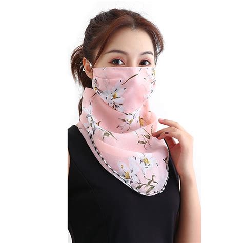 Women Chiffon Face Cover Scarf Neck Gaiter Seamless Neck Scarf