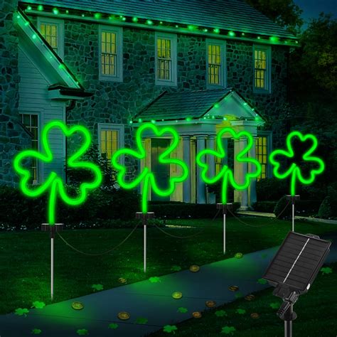 Amazon St Patricks Day Outdoor Decorations Solar Shamrocks Lights