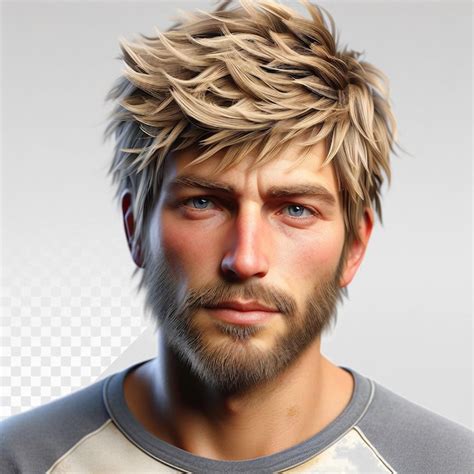 Premium PSD Trendy Modern Casual Blonde Guy With Messy Hairs Face Png Portrait Isolated