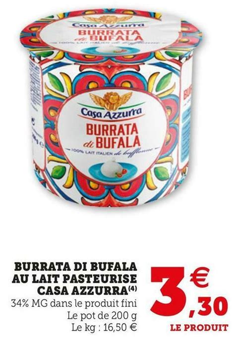 Promo Burrata Di Bufala Au Lait Pasteurise Chez Super U