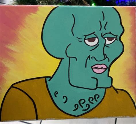 Handsome Squidward Meme Painting | Etsy