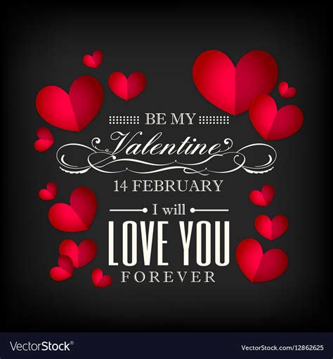 Valentines Day Red Heart On Black Background Vector Image