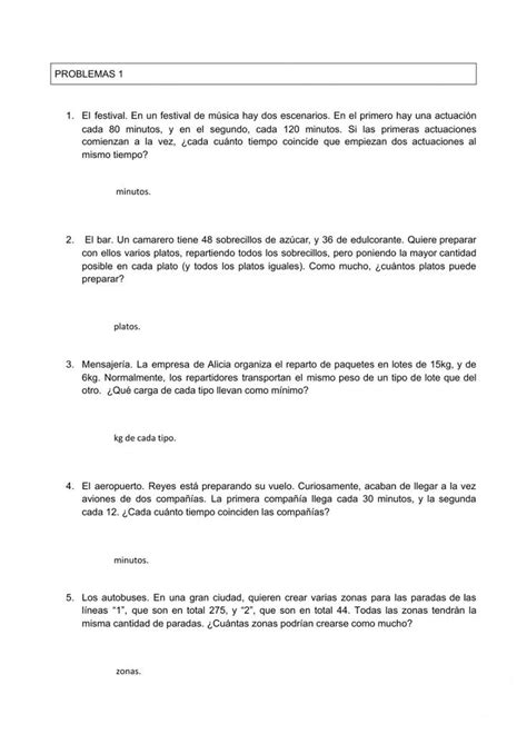 Problemas De Mcm Y Mcd Worksheet Multiplos Y Divisores Divisibilidad Cuadro De Texto