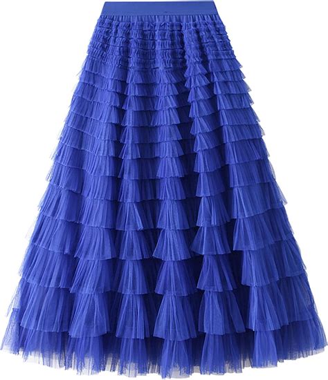 Dirholl Womens A Line Fairy Elastic Waist Tulle Midi Skirt Allears Net