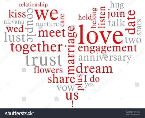 Love And Marriage Word Cloud In The Shape Of A Heart Stock Vector