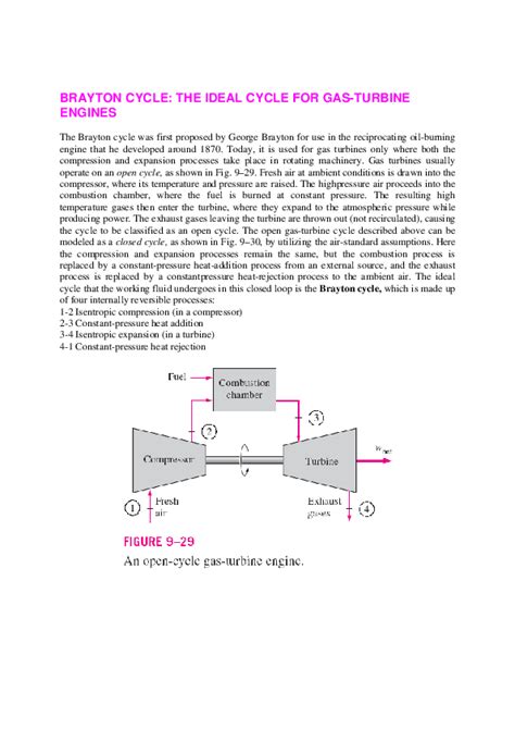 Pdf Brayton Cycle The Ideal Cycle For Gas Turbine Engines