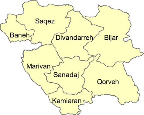 Map Of The Cities Of Kurdistan Iran Download Scientific Diagram