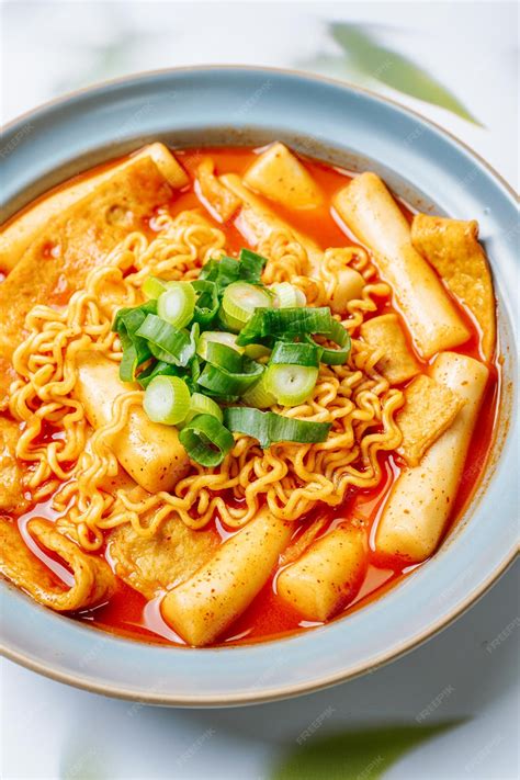 Premium Photo Rabokki Korean Style Stirfried Instant Noodle This Dish Is Tteokbokki With Ramen