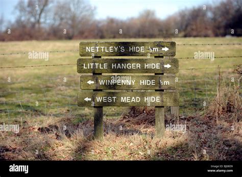 Direction Signs To The Birdwatching Hides At The Rspb Pulborough Brooks