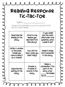 Reading Response Tic Tac Toe By Piggottinprimary TPT