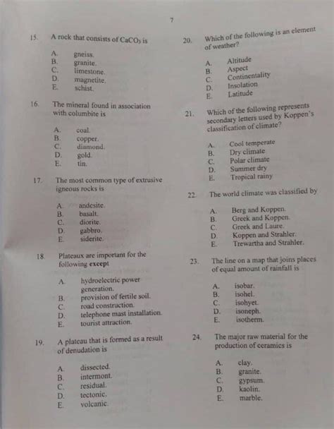 Verified Year Neco Geography Questions June July Answers