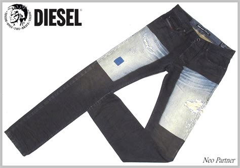 【未使用に近い】イタリア製 極美品 Diesel ディーゼル Tepphar 0848e 黒染め リペア加工 スリムキャロット デニムパンツ