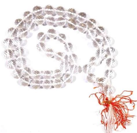 DeepMines Sphatik Mala 8mm Diamond Cut 108 Beads Clear Quartz Mala