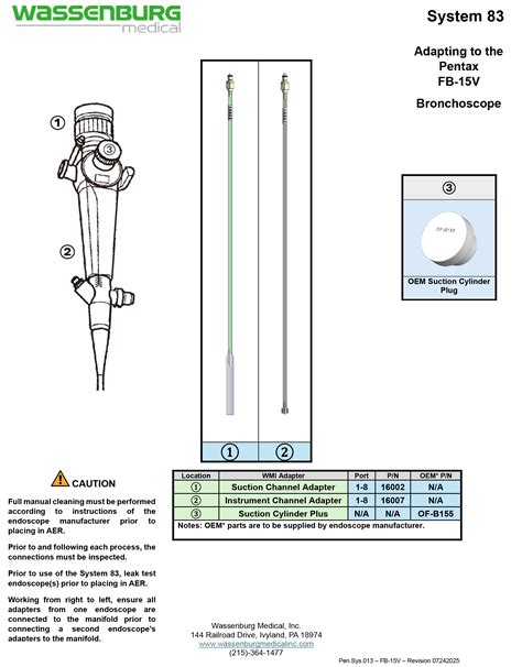adapting  pentax fb  bronchoscope wassenburg medical