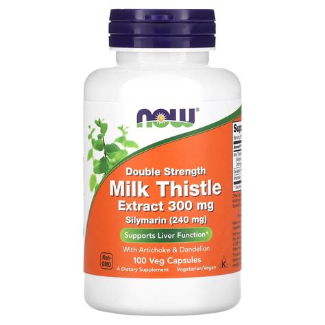 NOW Foods Milk Thistle Double Strength 300 Mg 100 Veg Capsules