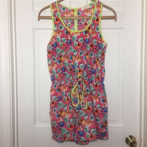 Everly Other Everlycute Hot Pink Romper So Cute Neon Trim Poshmark