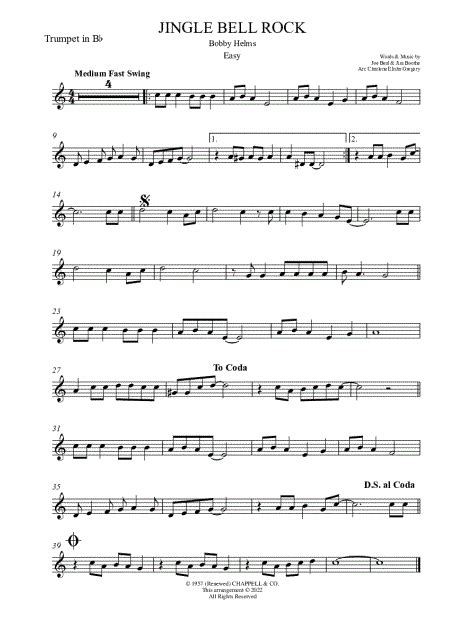 Charlene Elisha Gregory Jingle Bell Rock Easy Sheet Music Trumpet