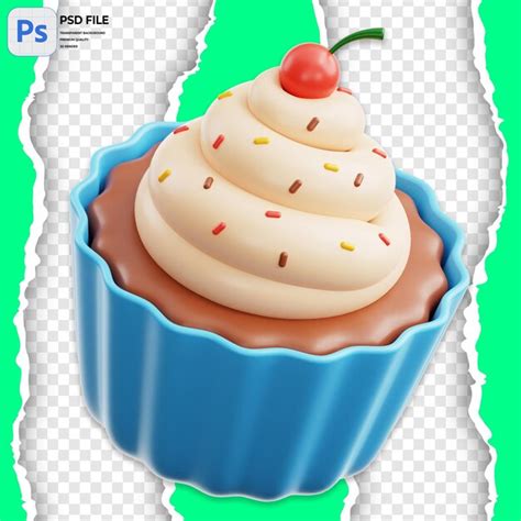 Premium Psd 3d Cherry Cupcake Illustration Render Icon Isolated Png