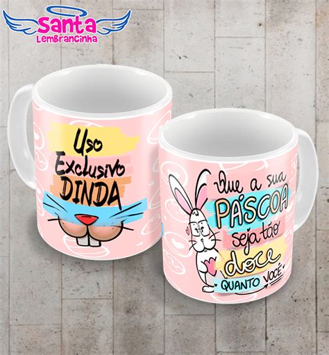 Caneca Páscoa Dinda Personalizada COD 10134