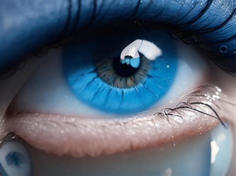 Un primer plano de un ojo azul con una lágrima en el ojo generado por