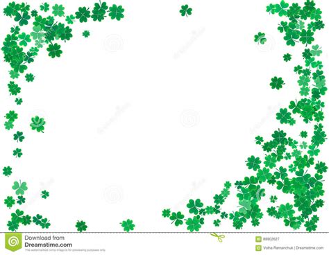 St Patrick S Day Background Template With Falling Clover Leaves Stock