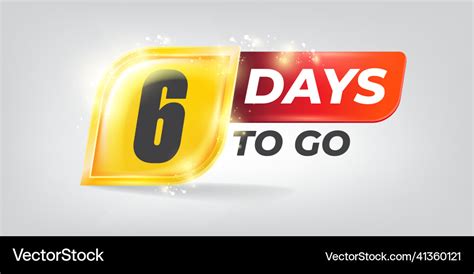 Six Days To Go Countdown Horizontal Banner Design Vector Image