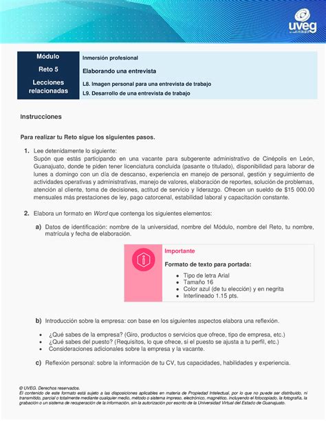 Reto Instrucciones Pdf Uveg Derechos Reservados El Contenido De