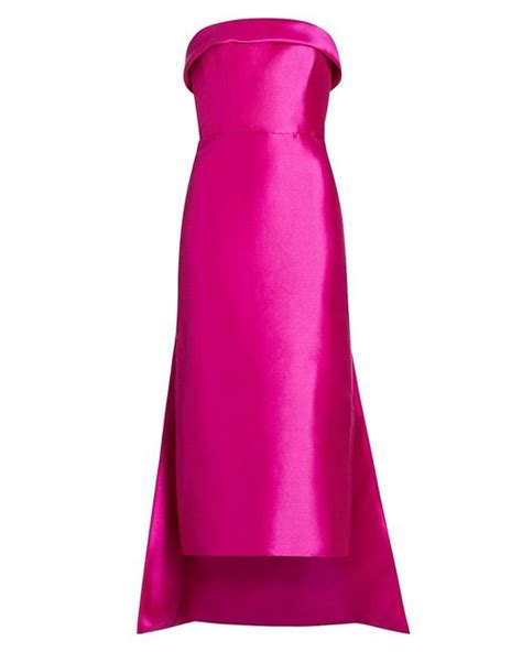 Amsale Mikado Tea Length Dress In Pink Lyst