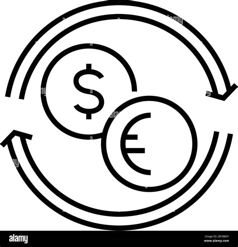 Currency Exchange Line Icon Concept Sign Outline Vector Illustration