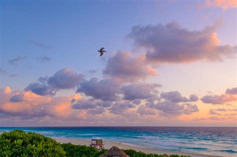 Premium Photo Dawn On The Caribbean Sea Clear Sky With Small Clouds