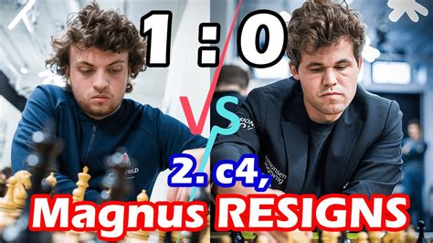 Magnus Carlsen Resigns After 2 Moves Against Hans Niemann Youtube