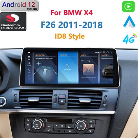 For Bmw X4 X3 F26 F25 Cic Nbt Qualcomm Android 12 Car Radio Carplay Gps