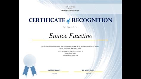 Free Template Certificate Of Recognition For Teachers From Deped And